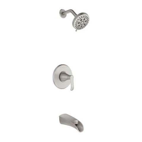 Jaida Spot Defense Brushed Nickel 1-handle Bathtub and Shower Faucet with Valve