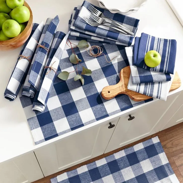 Farmhouse Living Homestead Stripe 20 in. x 20 in. Blue/White Napkins (4-Pack), photo 6 of 7