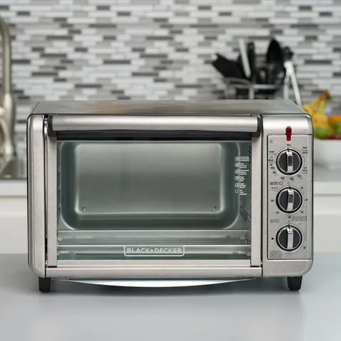 1500 W 6-Slice Black and Silver Convection Toaster Oven