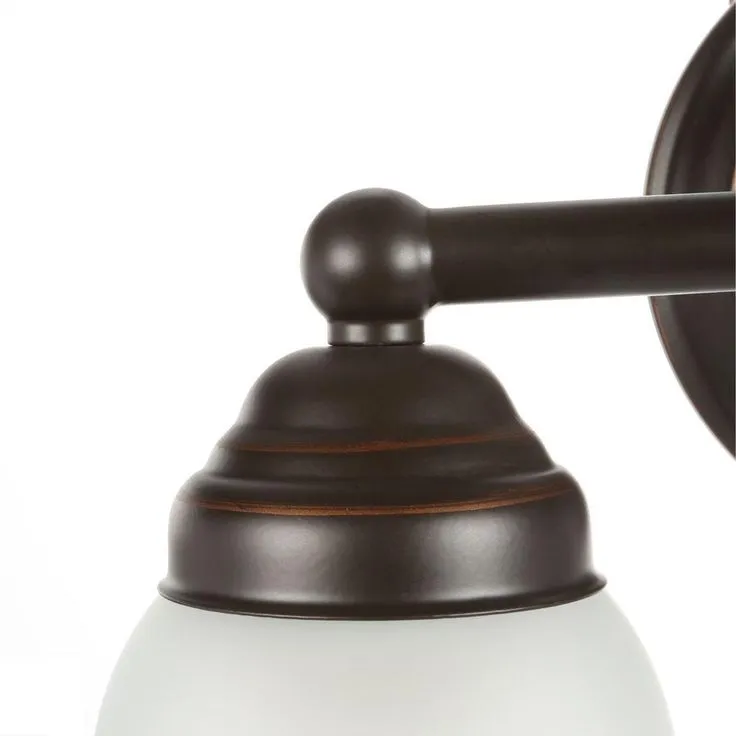 Ashhurst 2-Light Oil Rubbed Bronze Vanity Light with Frosted Glass Shades, photo 5 of 11