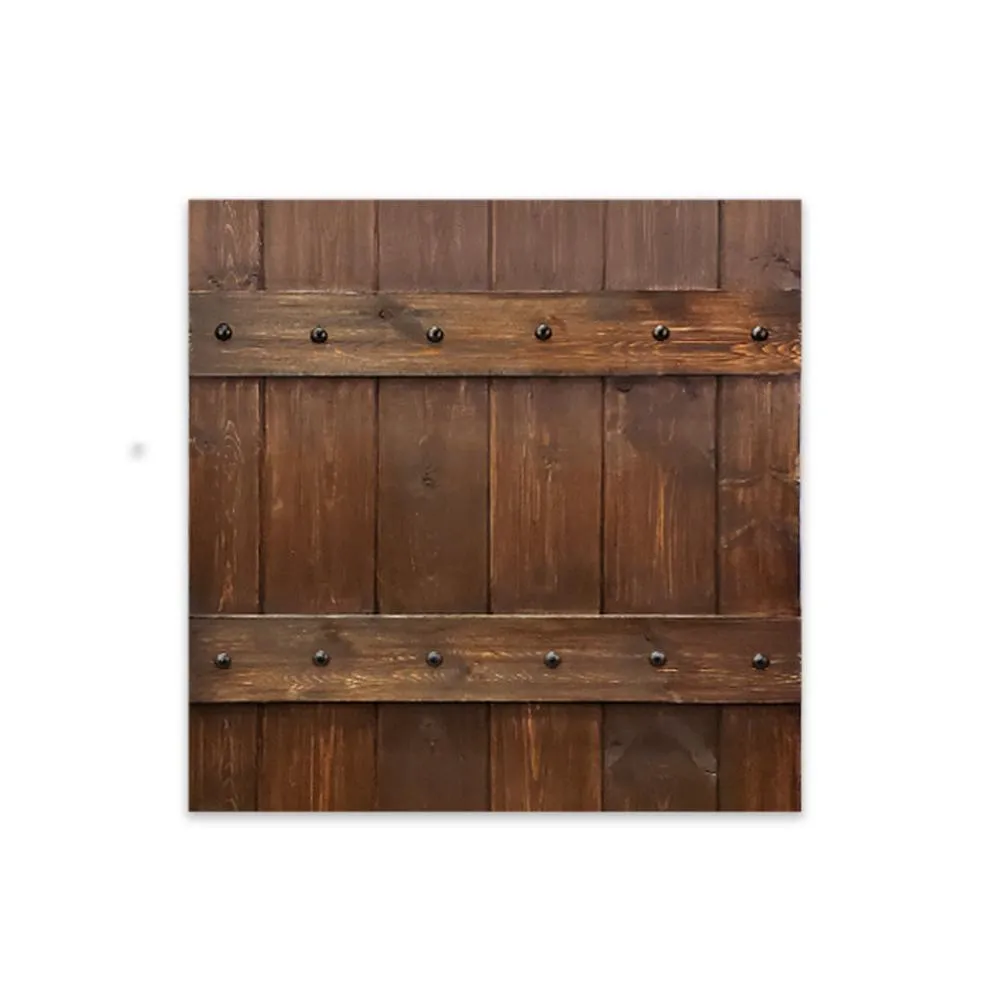 CALHOME Clavos Series 36 in. x 84 in. Brown Stained Solid Pine Wood Interior Sliding Barn Door with Sliding Door Hardware Kit, photo 5 of 6