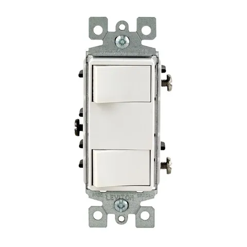 15-Amp Commercial Grade Combination Two Single Pole Rocker Switches