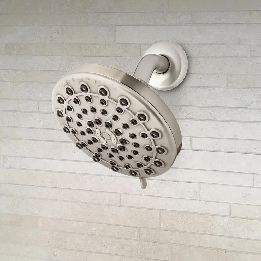 6-Spray 6 in. Single Wall Mount Low Flow Fixed Rain Shower Head in Brushed Nickel, photo 4 of 9