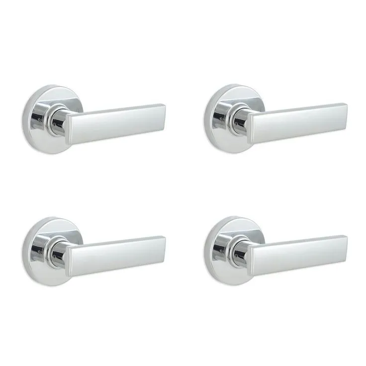 Westwood Satin Nickel Hall and Closet Door Lever with Round Rose (4-Pack), photo 3 of 7