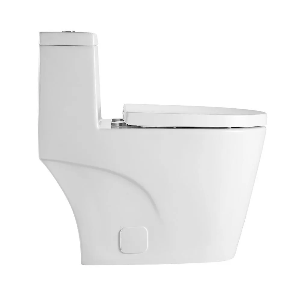 0.8 GPF/1.28 GPF Dual Flush Square Shape Ceramic Elongated Toilet Square Only in White, photo 3 of 7