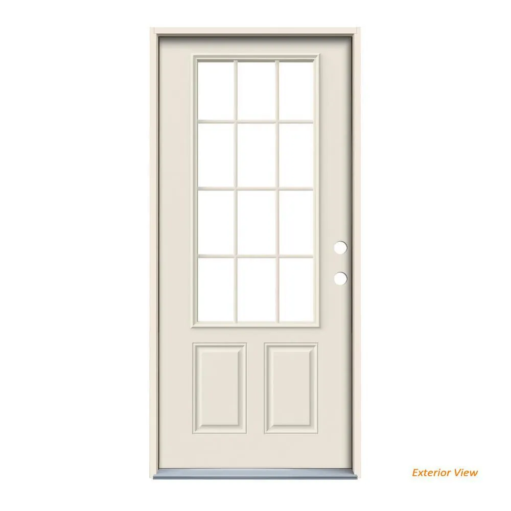 32 in. x 80 in. 12 Lite Primed Steel Prehung Right-Hand Inswing Back Door, photo 12 of 12