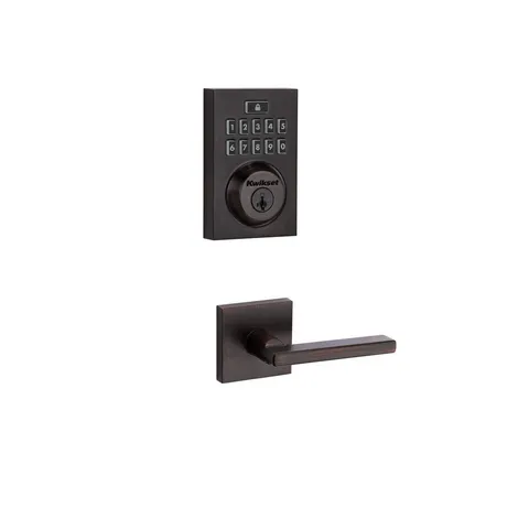SmartCode 913 Contemporary Venetian Bronze Single Cylinder Electronic Deadbolt with Halifax Hall/Closet Lever