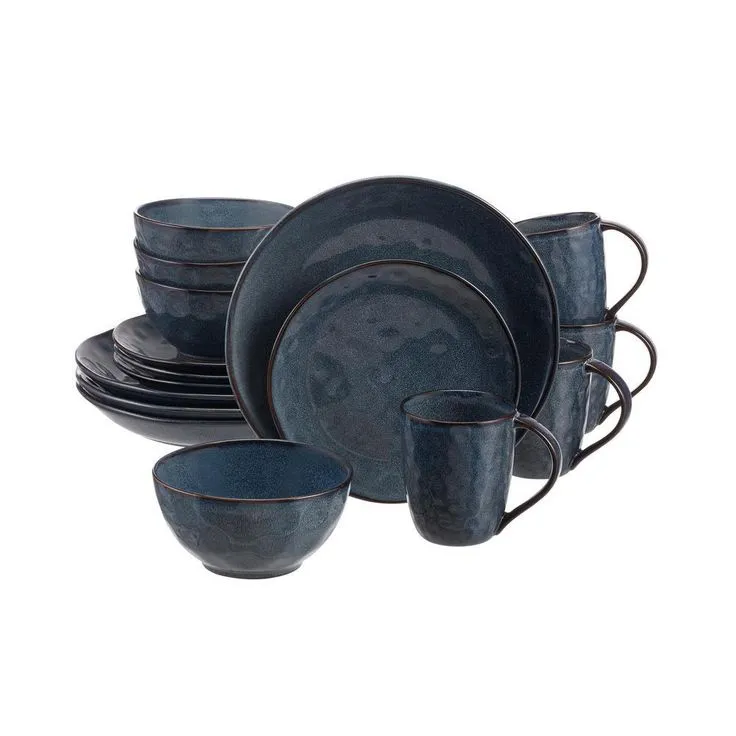 Taite 32-Piece Reactive Glaze Midnight Blue Stoneware Dinnerware Set (Service for 8), photo 2 of 2