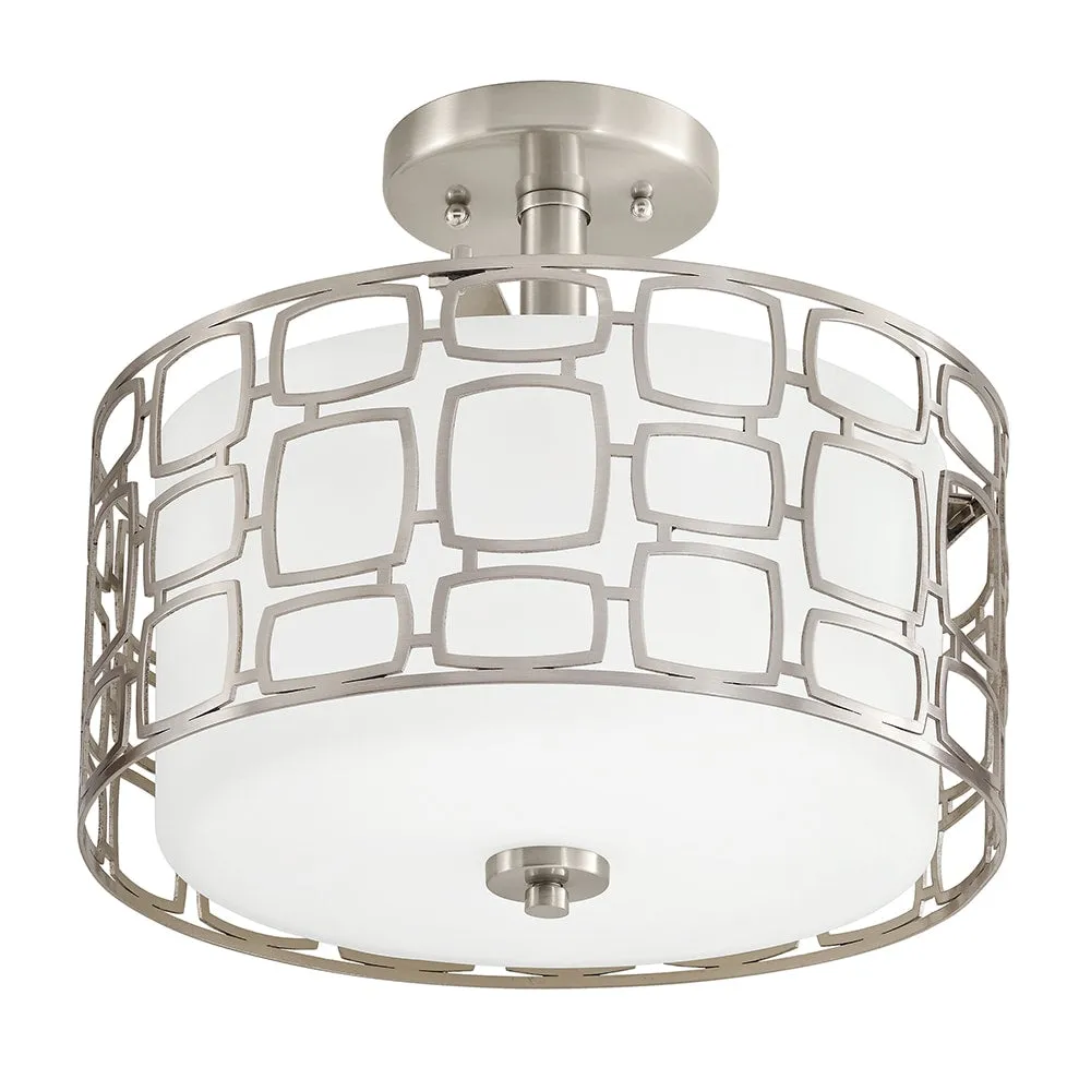Kichler Sabine 13-in Brushed Nickel Modern/Contemporary 2-Light Incandescent Semi-Flush Mount Light, photo 5 of 9