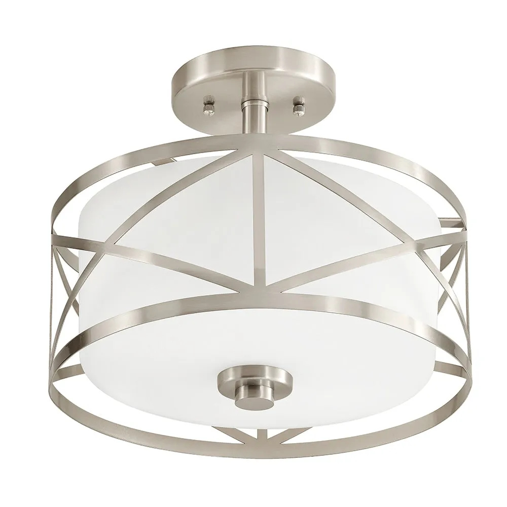 Kichler Edenbrook 11.38-in Brushed Nickel Modern/Contemporary Incandescent Semi-Flush Mount Light, photo 6 of 13