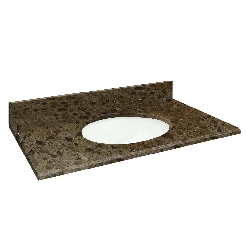 Transolid 49-in Cacao Nougat Natural Marble Single Sink Bathroom Vanity Top, photo 3 of 4