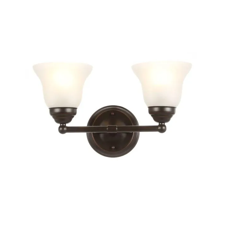 Ashhurst 2-Light Oil Rubbed Bronze Vanity Light with Frosted Glass Shades, photo 9 of 11