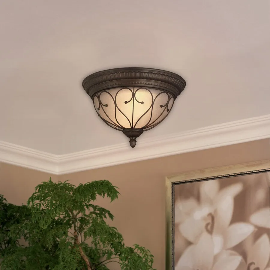 Portfolio Charton Place 15.28-in Oil-Rubbed Bronze Traditional Flush Mount Light, photo 5 of 6