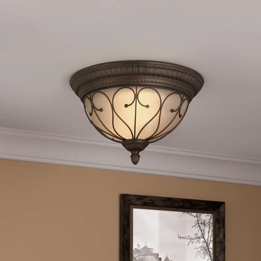 Portfolio Charton Place 15.28-in Oil-Rubbed Bronze Traditional Flush Mount Light, photo 6 of 6