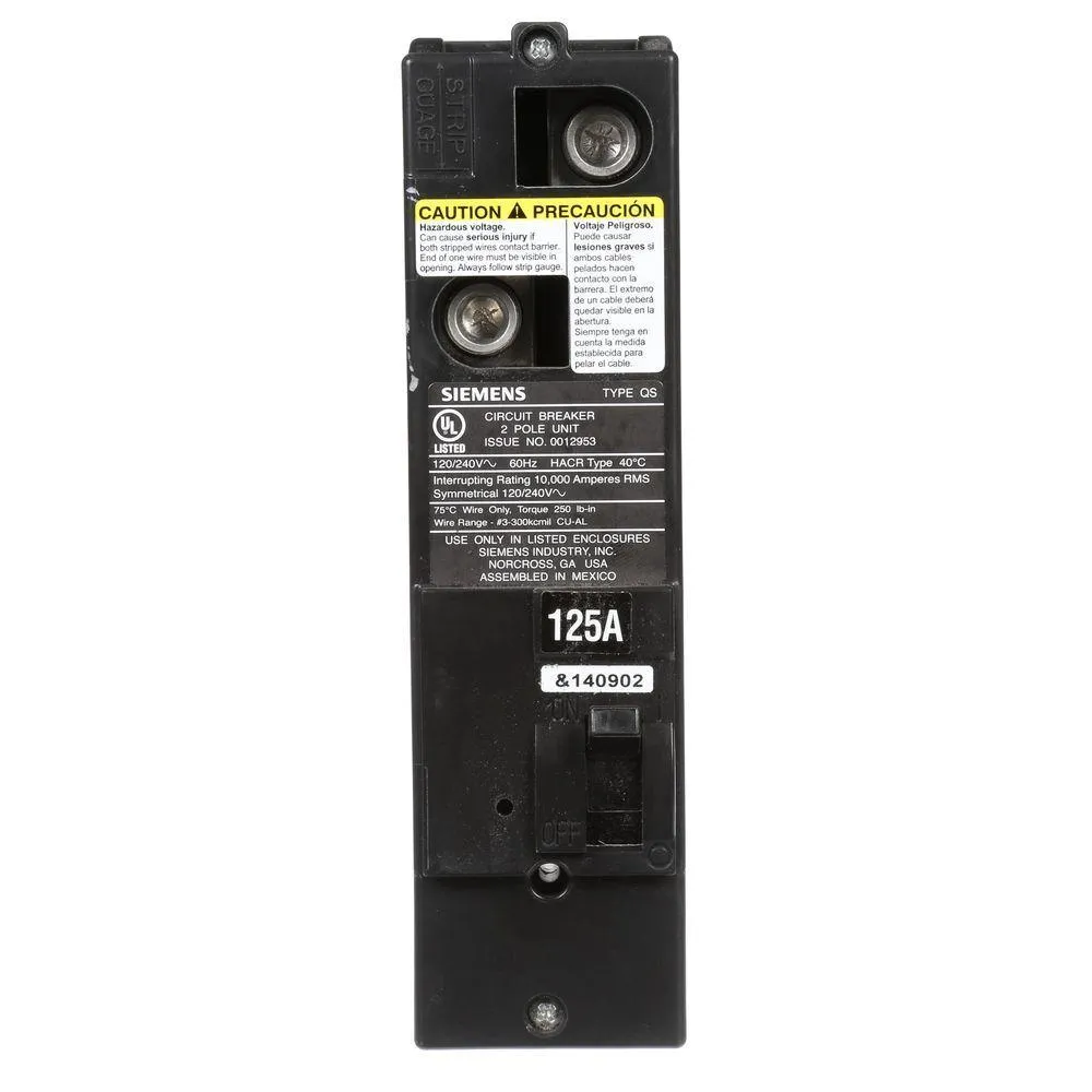 Siemens 200 Amp Double-Pole 10kA Type QS Multi-Family Main Breaker, photo 9 of 11