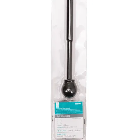 48-in to 84-in Black Steel Single Curtain Rod