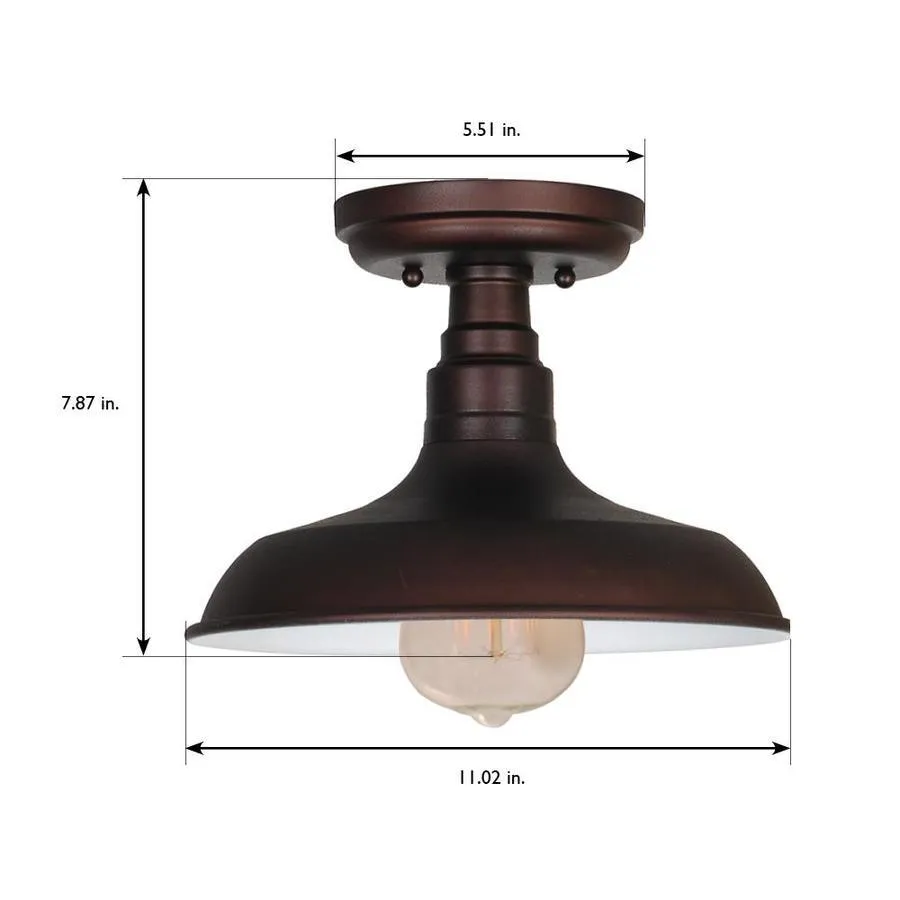 Design House Kimball 11.02-in Coffee Bronze Rustic Incandescent Semi-flush Mount Light, photo 4 of 12