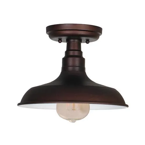 Design House Kimball 11.02-in Coffee Bronze Rustic Incandescent Semi-flush Mount Light, photo 10 of 12