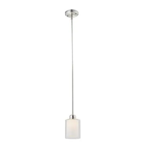 Design House Oslo Satin Nickel Transitional Frosted Glass Cylinder LED Pendant Light, photo 13 of 13
