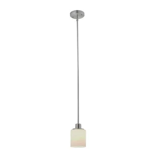 Design House Aubrey Satin Nickel Transitional Frosted Glass Cylinder LED Pendant Light, photo 15 of 15