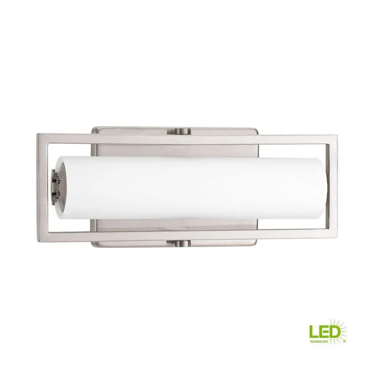 Frame Collection 15-Watt Brushed Nickel Integrated LED Bathroom Vanity Light with Glass Shades, photo 3 of 3