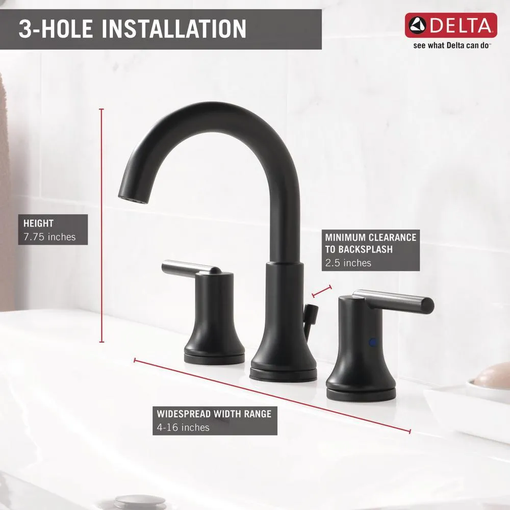 Trinsic Single Hole Single-Handle Bathroom Faucet with Metal Drain Assembly in Matte Black, photo 4 of 10