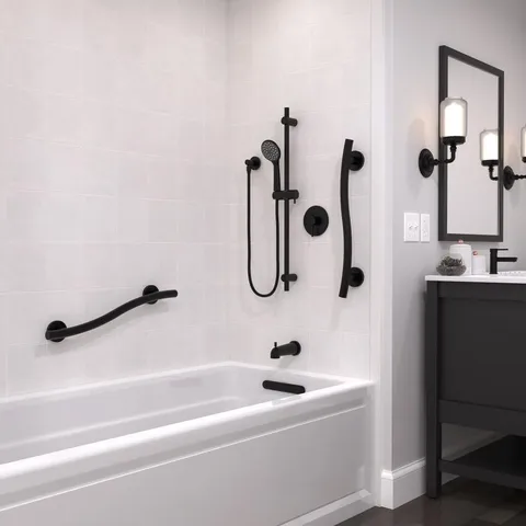 Wave 16-in Matte Black Wall Mount ADA-Compliant Grab Bar