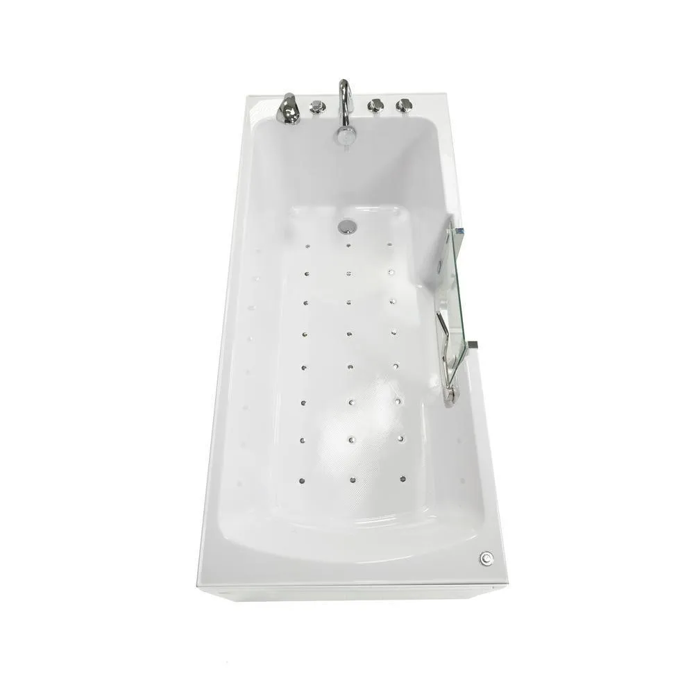 Ella Laydown 72 in. Walk-In Air Bath Bathtub, White, Right-Hinged Middle Glass Door, 5-Piece Fast-Fill Faucet, Right Drain, photo 6 of 11