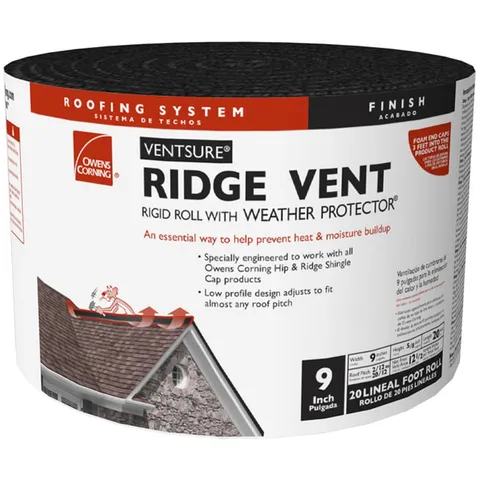 VentSure 9 in × 20 ft Rigid Roll Ridge Vent with Weather Protector Guard