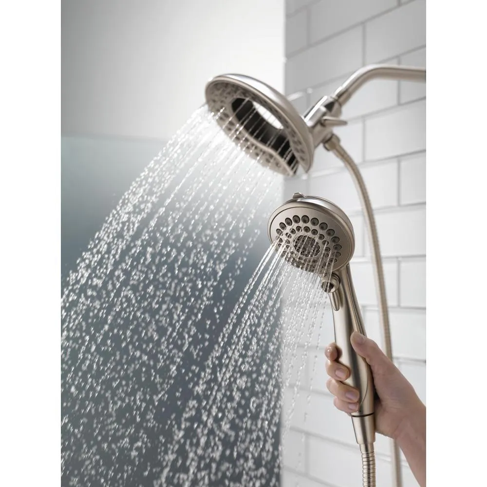 In2ition Two-in-One 5-Spray 6.8 in. Dual Wall Mount Fixed and Handheld Shower Head in Stainless, photo 2 of 10