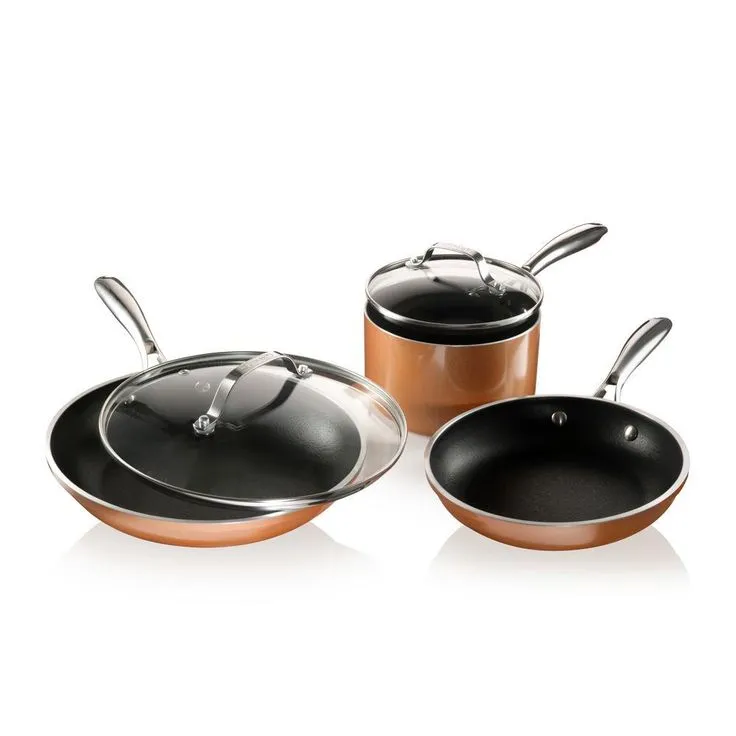 10-Piece Cast Textured Aluminum Ceramic Nonstick Cookware Set in Copper, photo 6 of 6