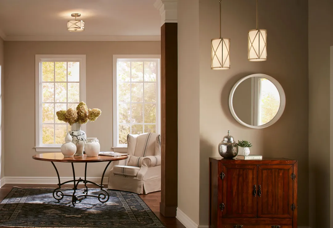Kichler Edenbrook 11.38-in Brushed Nickel Modern/Contemporary Incandescent Semi-Flush Mount Light, photo 7 of 13