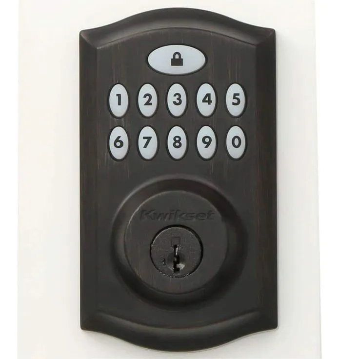 Kwikset SmartCode 913 Touchpad Venetian Bronze Single Cylinder Electronic Deadbolt with Avalon Handleset and Tustin Lever, photo 8 of 8