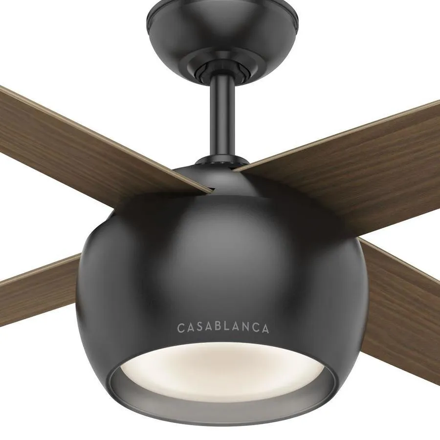Casablanca Valby 54-in Matte Black Indoor Ceiling Fan with Wall-Mounted Remote (4-Blade), photo 4 of 7