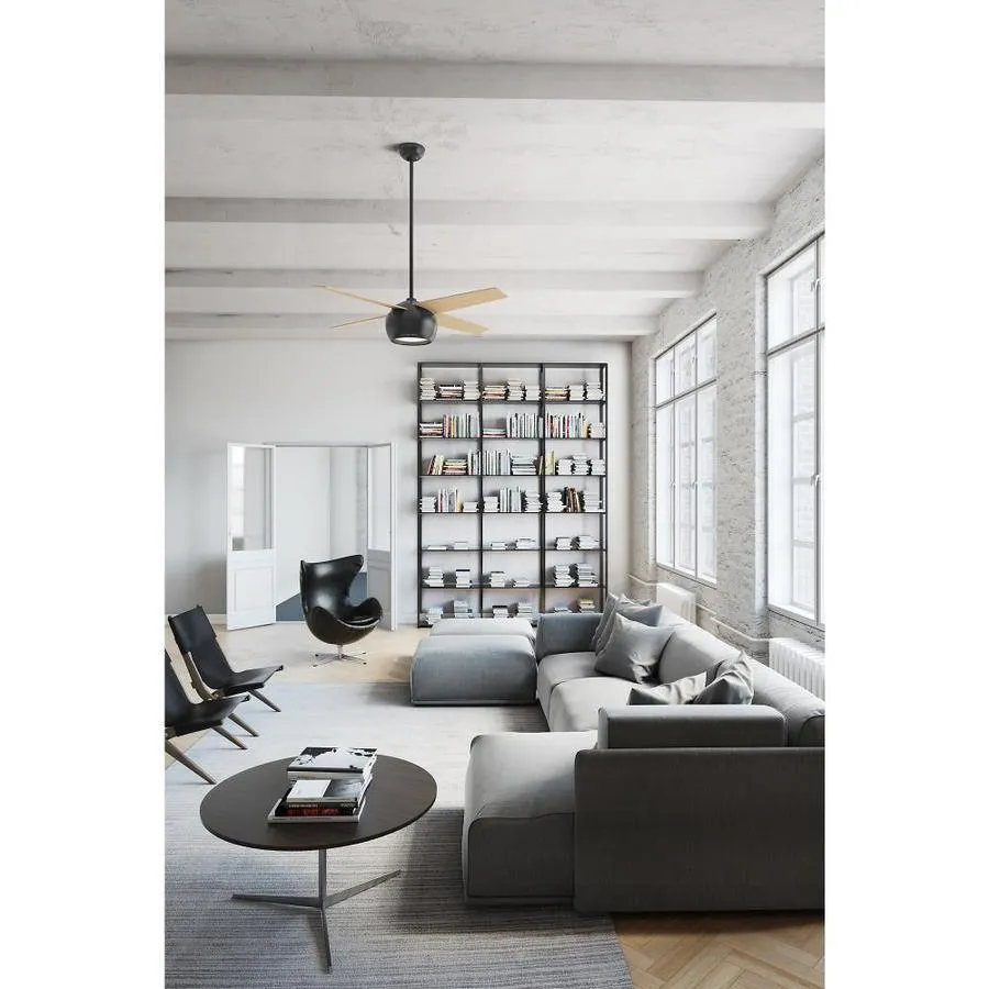Casablanca Valby 54-in Matte Black Indoor Ceiling Fan with Wall-Mounted Remote (4-Blade), photo 6 of 7