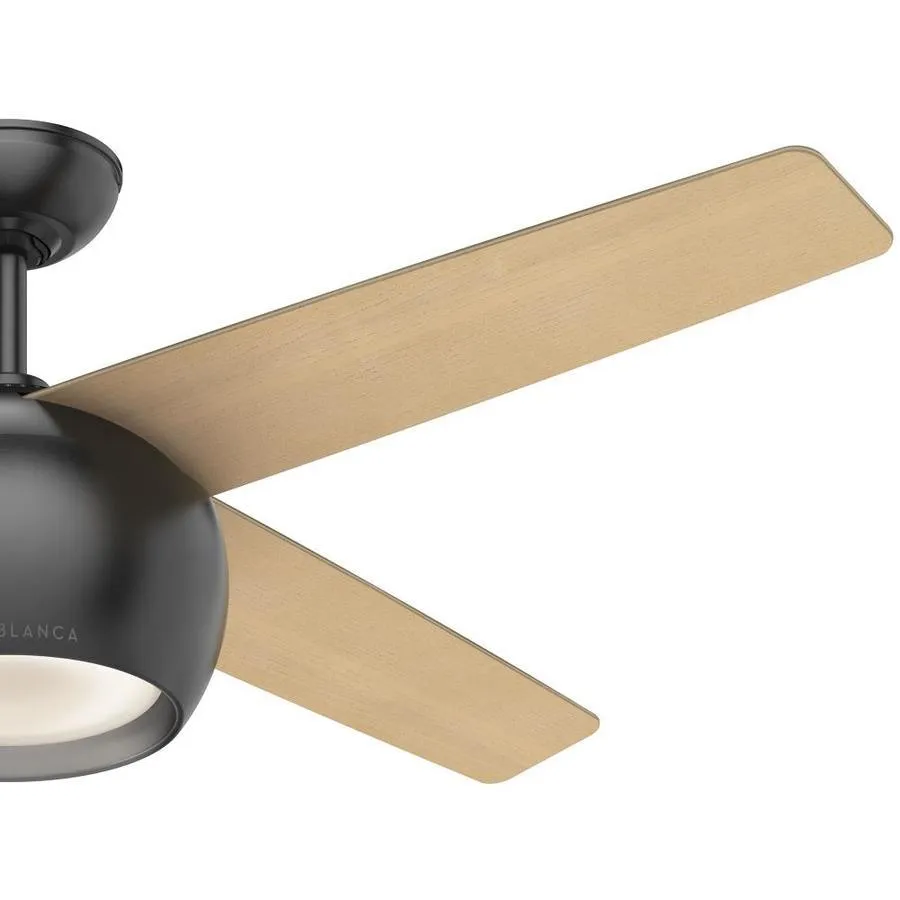 Casablanca Valby 54-in Matte Black Indoor Ceiling Fan with Wall-Mounted Remote (4-Blade), photo 3 of 7
