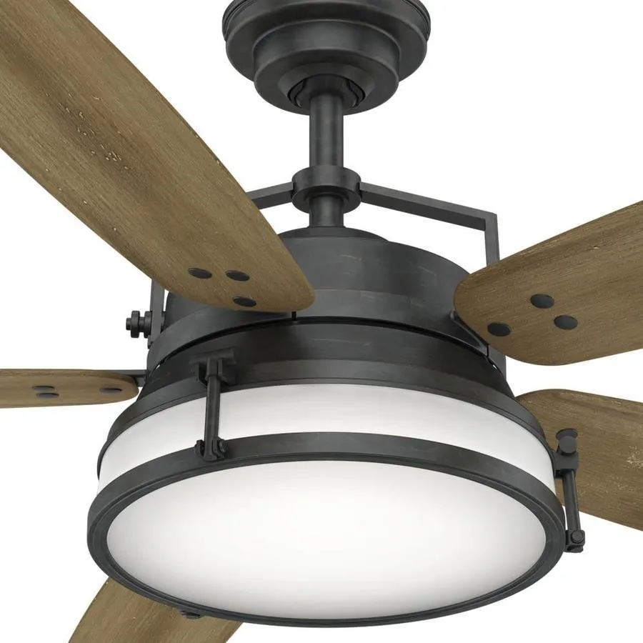 Casablanca Caneel Bay 56-in Aged Steel LED Indoor/Outdoor Ceiling Fan with Light Kit and Wall-Mounted Remote (5-Blade), photo 4 of 8