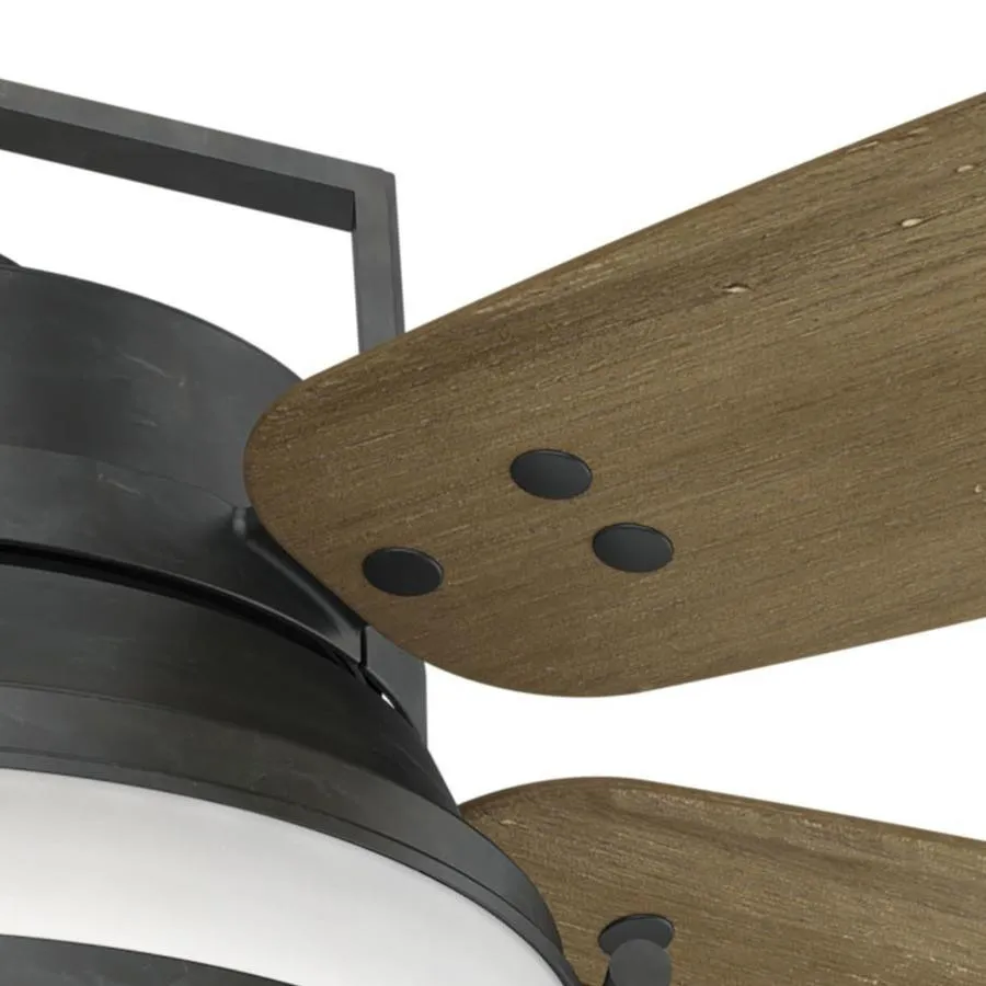 Casablanca Caneel Bay 56-in Aged Steel LED Indoor/Outdoor Ceiling Fan with Light Kit and Wall-Mounted Remote (5-Blade), photo 5 of 8