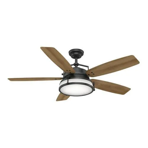 Casablanca Caneel Bay 56-in Aged Steel LED Indoor/Outdoor Ceiling Fan with Light Kit and Wall-Mounted Remote (5-Blade), photo 8 of 8