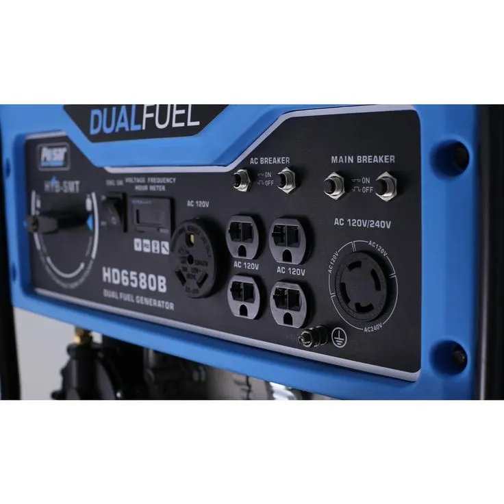 Pulsar 6,580/5,500-Watt Dual Fuel Gasoline/Propane Powered Recoil Start Portable Generator with CARB Compliant 274 cc Engine, photo 7 of 10