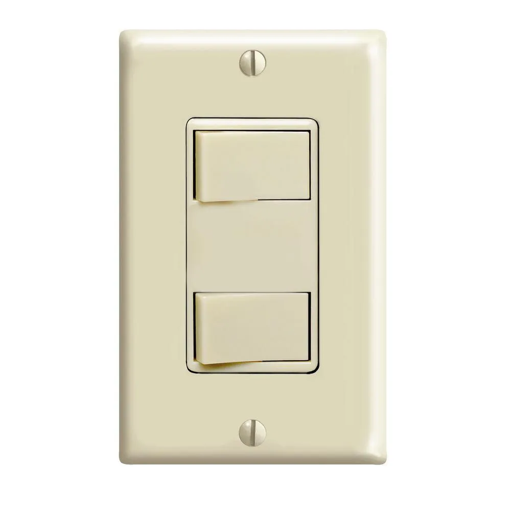15-Amp Commercial Grade Combination Two Single Pole Rocker Switches, White, photo 5 of 5