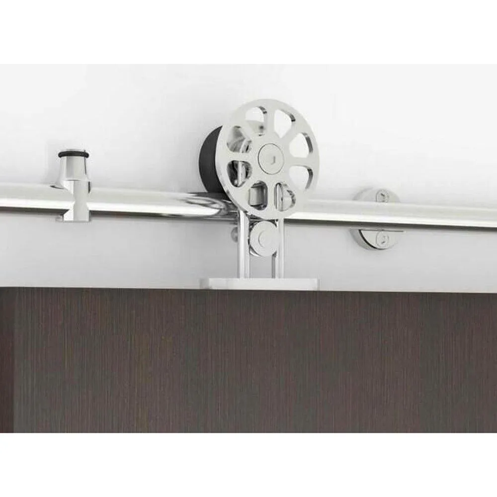 WINSOON 5 ft./60 in. Stainless Steel Sliding Barn Door Hardware Kit Spoke Wheel for Single Door with Non-Routed Floor Guide, photo 4 of 7