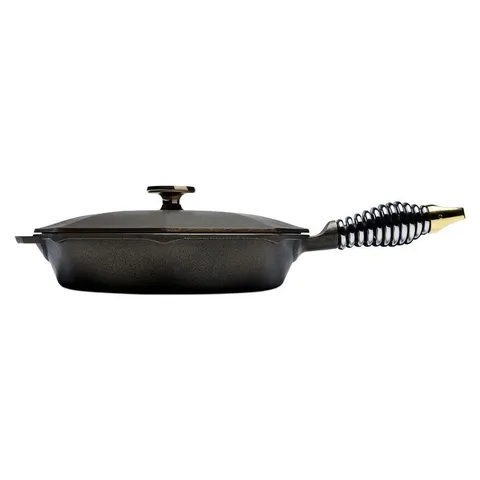 Cast Iron Collection 10 in. Cast Iron Skillet in Black with Lid