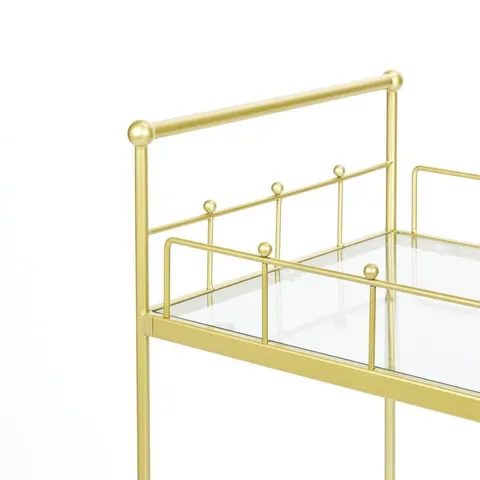 Fitz 2-Tier Rectangular Serving Cart 30 × 31.5 in Gold Rectangle Cart Bar