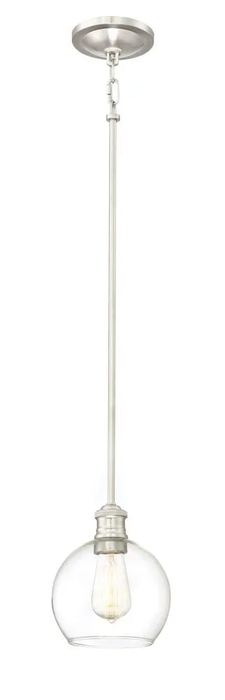 Quoizel Soho Brushed Nickel Industrial Clear Glass Bowl Pendant Light, photo 10 of 14