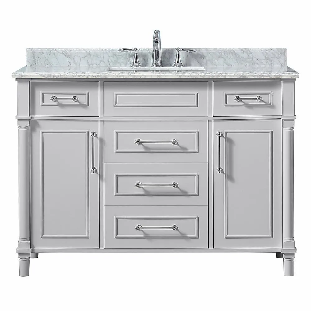 Aberdeen 36 in. W x 22 in. D Single Bath Vanity in White with Carrara Marble Top with White Sink, photo 16 of 27