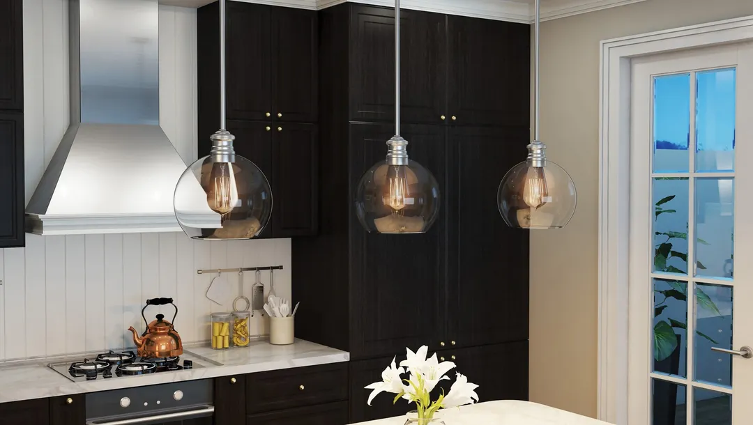 Quoizel Soho Brushed Nickel Industrial Clear Glass Bowl Pendant Light, photo 13 of 14