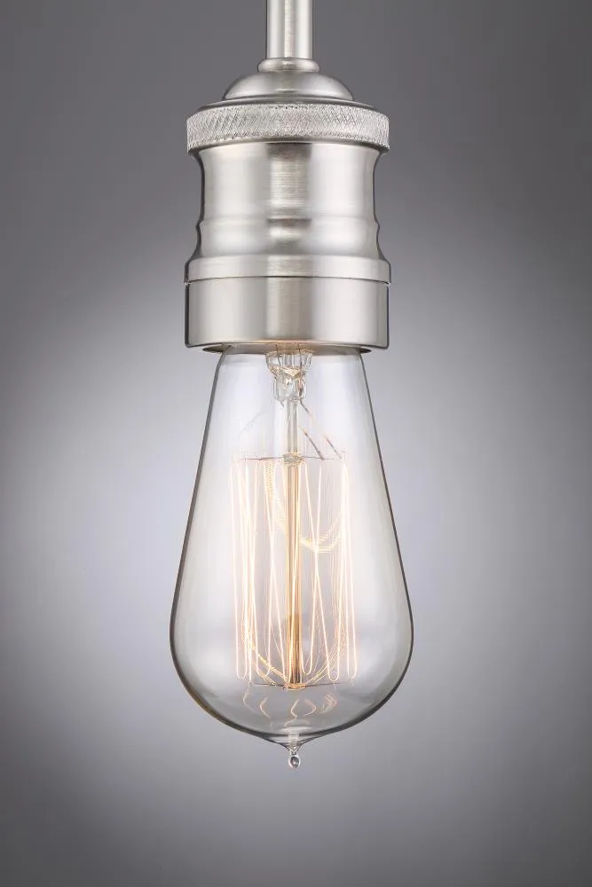 Quoizel Soho Brushed Nickel Industrial Clear Glass Bowl Pendant Light, photo 12 of 14