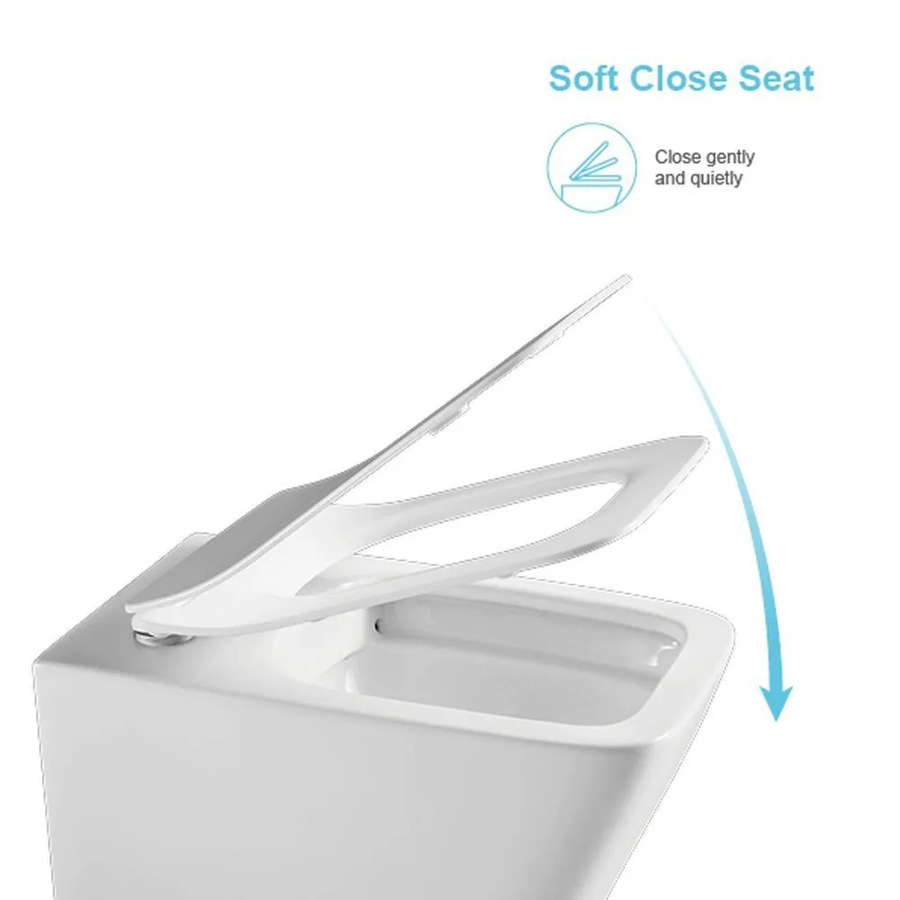 Simple Project Wall-Hung 1-Piece 1.6 GPF/0.8 GPF High Efficiency Dual Flush Round Bowl Toilet in White Skirted All-in-One Seat Included, photo 7 of 9