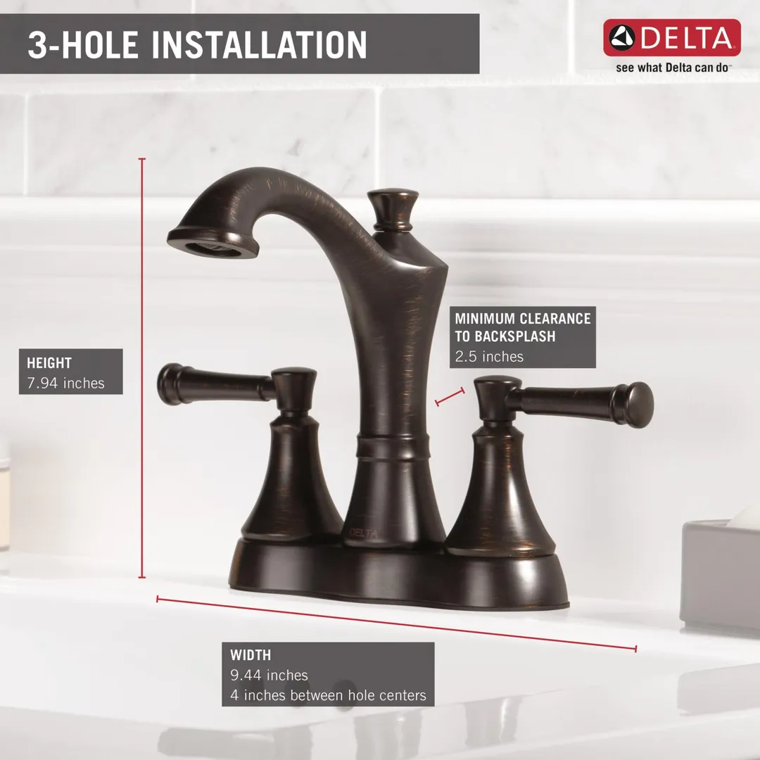Delta Valdosta Venetian Bronze 2-Handle 4-in Centerset WaterSense Bathroom Sink Faucet with Drain, photo 4 of 5